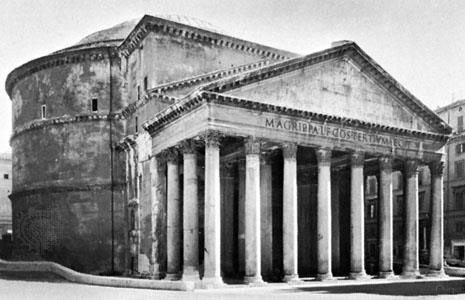 O famoso Pantheon (fig.5), imenso templo em Roma, servirá de modelo arquitetônico em épocas subsequentes.