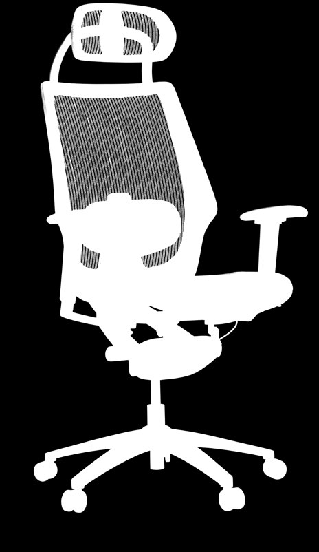 Acionamentos no assento por manetes (sendo um para regulagem horizontal, um para ajuste de altura e um para travamento do relax).