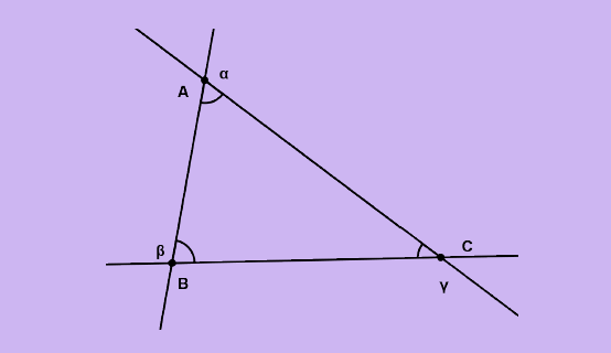 Definição. Os ângulos internos de um triângulo são os ângulos formados pelos lados do triângulo.