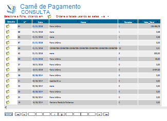 Esta tela irá exibir os dois modelos de Carnês disponíveis. Do lado direito da tela, existe uma tabela, com todas as parcelas, valores e vencimentos, referentes ao Carnê.