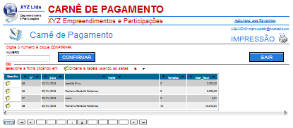 Impressão Para Imprimir um Carnê digite seu número, ou use a listagem e tecle na