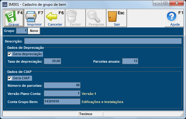 MELHORIAS CONTA CONTÁBIL GRUPO IMOBILIZADO O cadastro de grupo de bem do ativo imobilizado passa a ter dados referentes à conta contábil em que os bens serão vinculados.