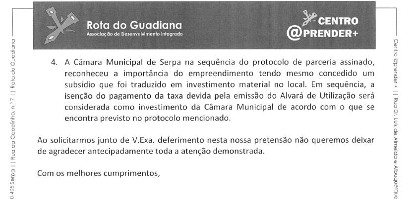 3 A Divisão de Urbanismo e Ordenamento do Território, informa que o alvará de utilização para Turismo em Espaço Rural Casa de Campo, tem um custo de 1.000,48 (mil euros e quarenta e oito cêntimos).