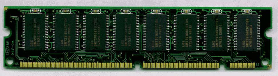 Exemplos de Memórias Síncronas MEMÓRIA SDRAM PC 66, PC 100 e PC 133 (168