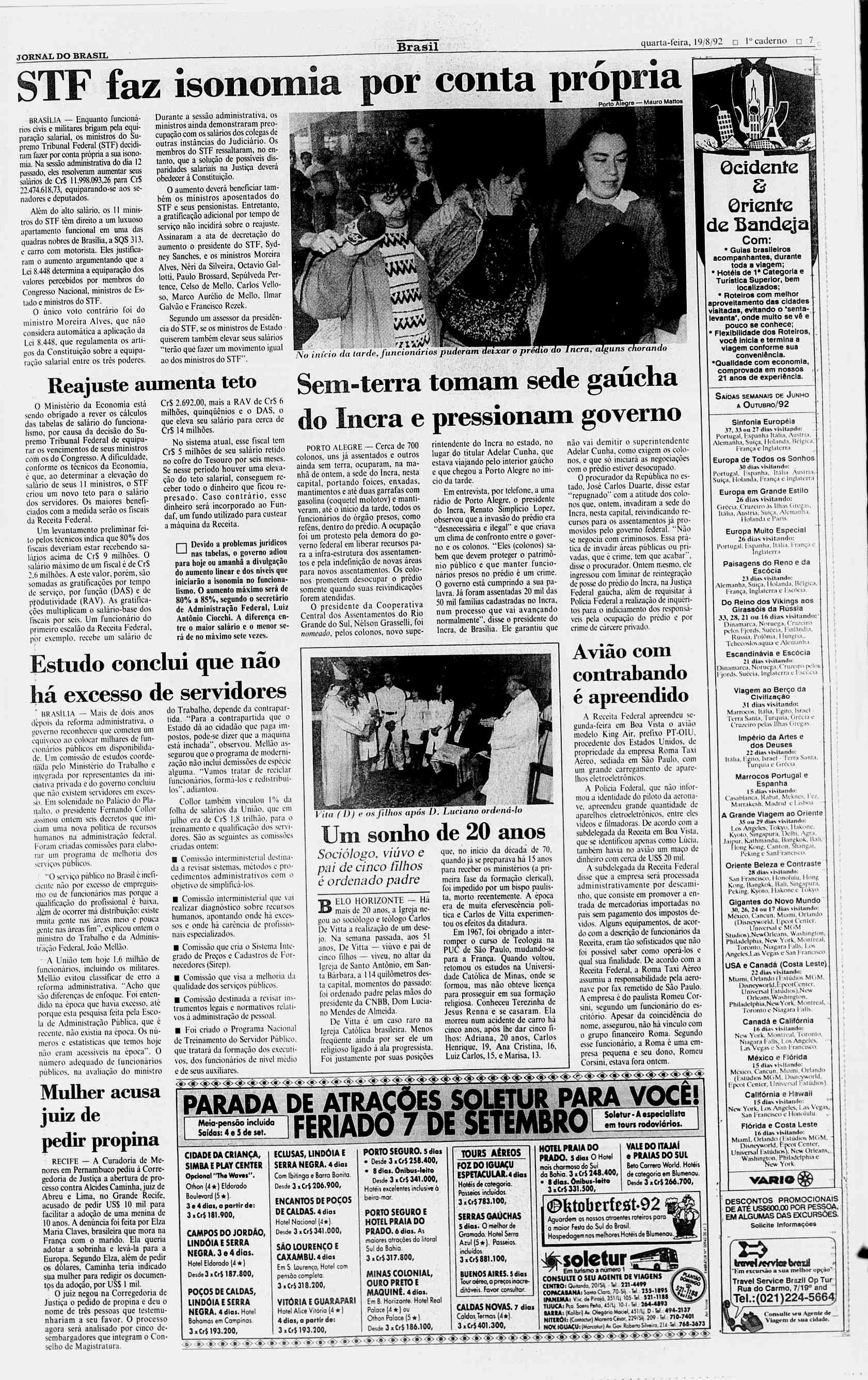 JORNAL DO BRASL Brasil quarta-feira, 19/8/92?