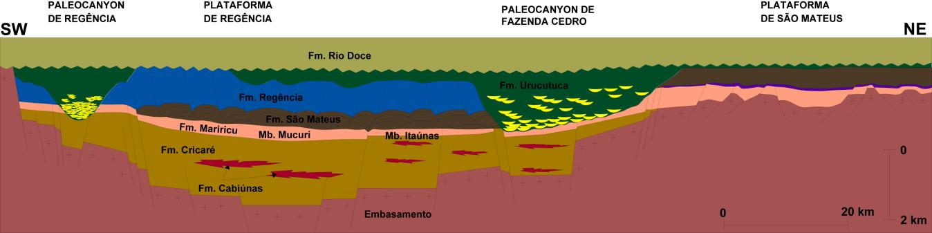 19 Figura 2: Seção geológica strike simplificada da Bacia do Espírito Santo.