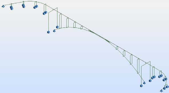 Fig.2 Alçado do modelo de cálculo global da estrutura projectada plano x0z Fig.