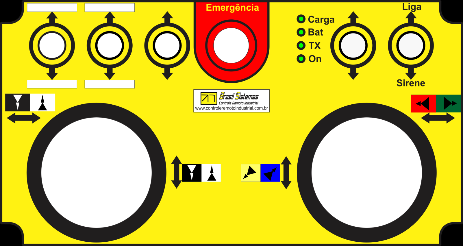 4. Identificação dos botões e direcionais do transmissor 4.1 Joystick com 2 direcionais de 2 eixos e 8 auxiliares + sirene: 1 2 3 4 5 6 7 8 1.