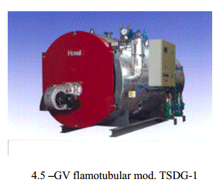 Os GVs flamotubulares têm uso limitado a instalações de pequeno porte, com pressões de 1,5 MPa (aproximadamente 15 atm) e vazão inferior a 15 ton/h de vapor saturado.