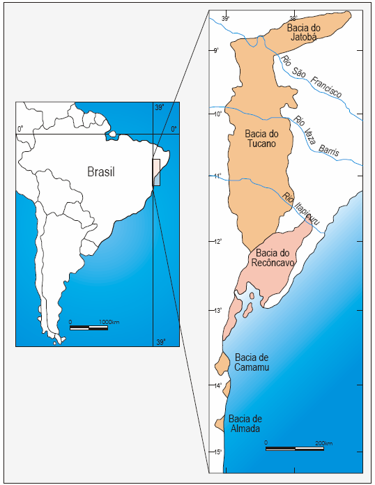 CAPÍTULO 1 INTRODUÇÃO Segundo Magnavita (1996), a Bacia do Recôncavo está inserida no Sistema de Rifts Recôncavo-Tucano-Jatobá.