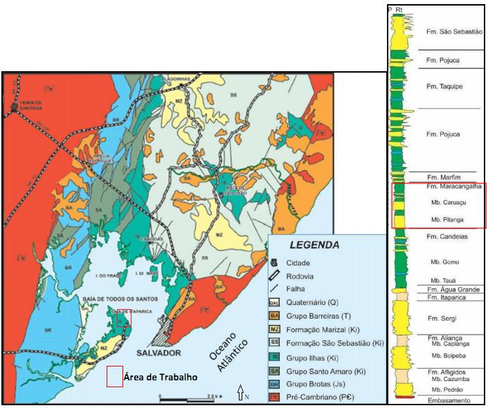 CAPÍTULO 4 GEOLOGIA LOCAL A geologia da Ilha de Itaparica está inserida no Grupo Ilhas (Barbosa & Dominguez, 1996; Magnavita et. al., 2005) (Figura 4.1).