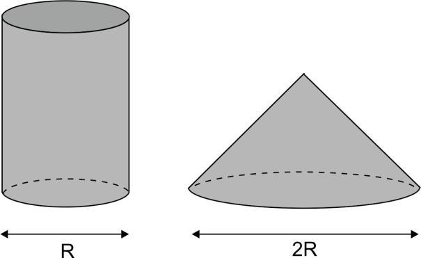 A altura do cone formado pela areia era igual a: a) 3/4 da altura do cilindro. b) 1/2 da altura do cilindro. c) 2/3 da altura do cilindro. d) 1/3 da altura do cilindro. 5.