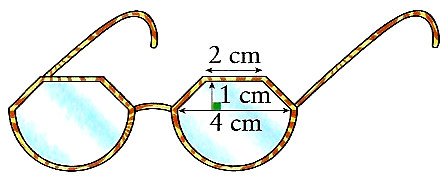 4. Admite que cada lente dos óculos, representados na figura, é formada por um trapézio isósceles e por um semicírculo.