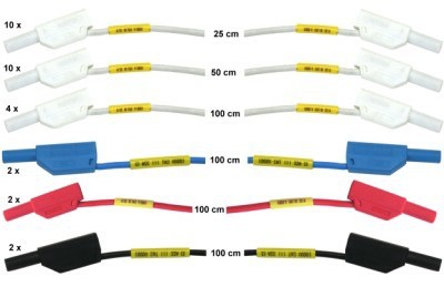 Acessórios: 17 Conjunto de cabos de medição de segurança, 4 mm (30 condutores) SO5148-1A 1 Conjunto de condutores de medição de segurança com conectores macho de 4 mm com lâminas que podem ser