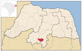 14) Sobre o município em destaque no mapa abaixo é correto afirmar: a) Faz parte da mesorregião Seridó Oriental; faz parte de microrregião Central Potiguar; tem como municípios limítrofes: Norte: São