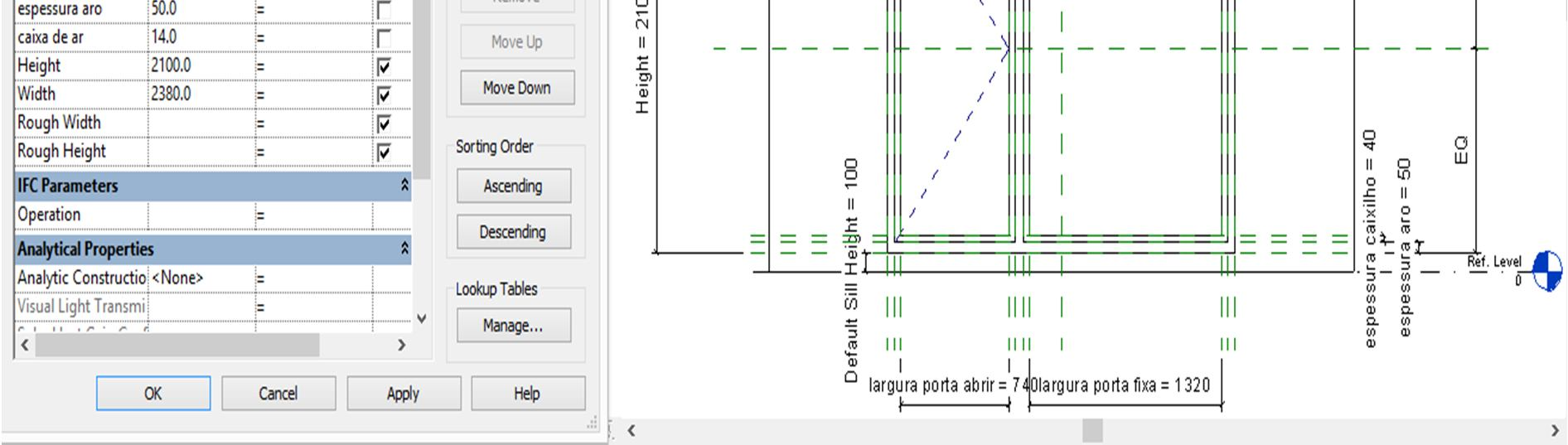 modelo 3D composto pelos seus diferentes elementos, como o caixilho e o vidro,