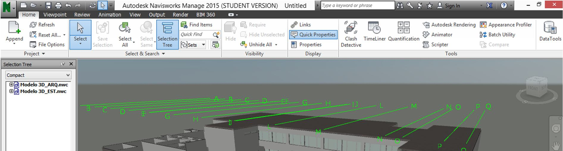 No Navisworks é aberto inicialmente um dos ficheiros e, posteriormente, é