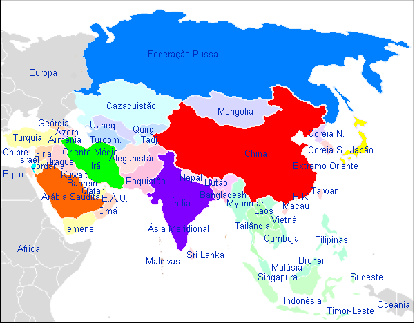 Principais países: Federação Russa