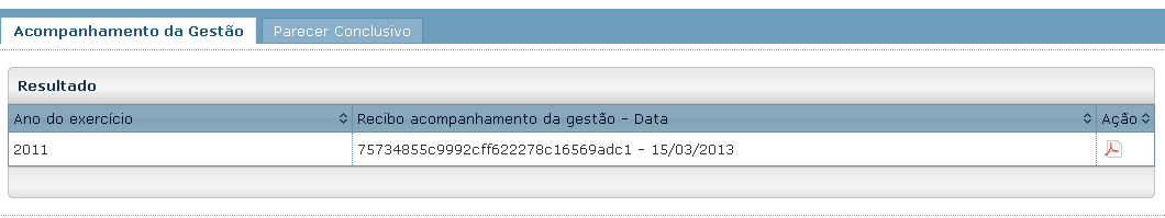 Sigecon Recibo do Envio do Acompanhamento de Gestão Recibo de envio certificação