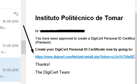 Pontos de Orientação 1. Email da digicert para aprovar e instalar o certificado Paulo Cesar Reis Crispim Assinado de forma digital por Paulo Cesar Reis Crispim Dados: 2016.11.16 14:50:46 Z 2.