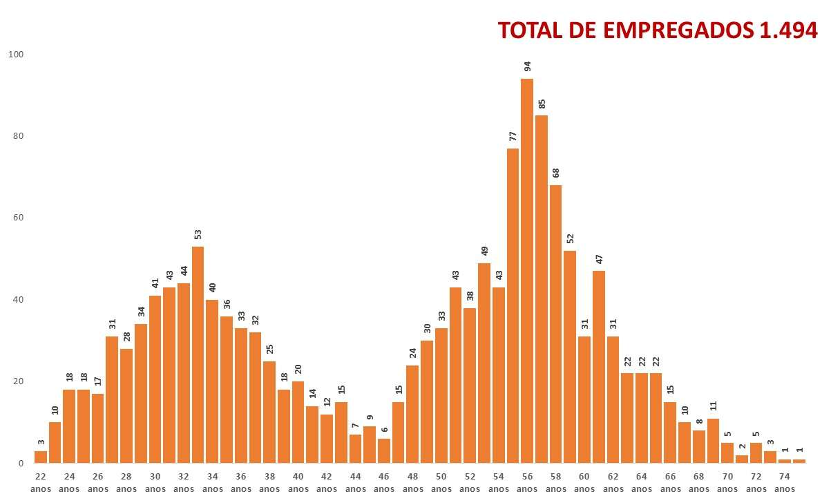 Quantidade de Funcionários EMPREGADOS - CODESP GRÁFICO QUANTITATIVO