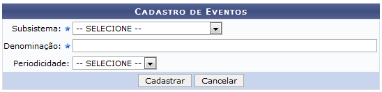 Pré-requisito Cadastrar Eventos Cadastrar um Evento: