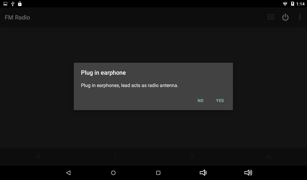 FM 1. Entre em "Rádio FM", o Tablet iráperdir-lhequeligue o seu auricular, faça-o. Ou, poderáligarantecipadamente o seu auricular.