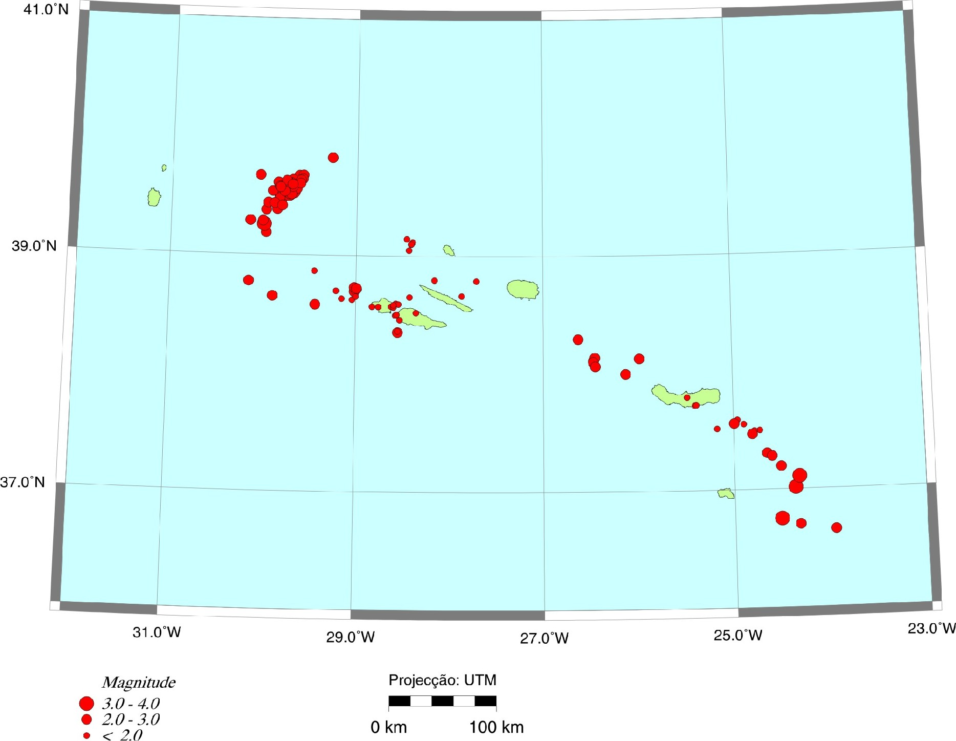 Resumo da Sismicidade - Açores O mês de setembro de 2 caracterizou-se como um mês de sismicidade moderada nos Açores (Figura 6).