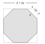 1 = 3,75 m Área não coberta pela câmera em porcentagem: 3, 75 051, 0, 33 3, 75 = 96,6% 13) Cálculo da área do octógono regular: x + x = x =