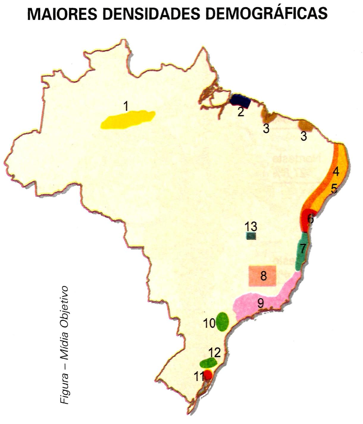 A baixa densidade demográfica brasileira corre em paralelo à má distribuição da população pelo território: Há maior concentração numa faixa litorânea desde a ORLA MARINHA