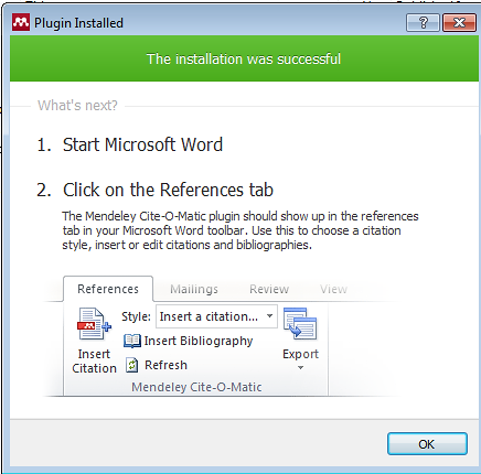 Quarto passo: Quando a instalação estiver finalizada no Microsoft Word, a seguinte mensagem aparecerá na tela.