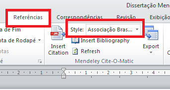 Quarto passo: no Microsoft Word, na aba Referências clique na opção Style e verifique se o estilo selecionado está em conformidade
