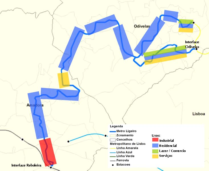 2. Conceito do Sistema A linha a implementar nos concelhos de Amadora e Odivelas parte do Interface da Reboleira (linhas radiais: Linha Azul do Metro de Lisboa e Linha de Sintra da CP) e da