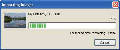 Se utilizar a ranhura para Memory Stick, consulte primeiro a página 62. No Windows XP/Vista, se aparecer o assistente de reprodução automática, fecheo. 3 Importe as imagens.