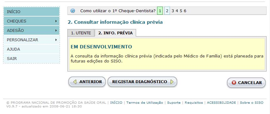 2 Passo 2: Consultar informação clínica prévia Figura 6: Consulta da informação clínica prévia.