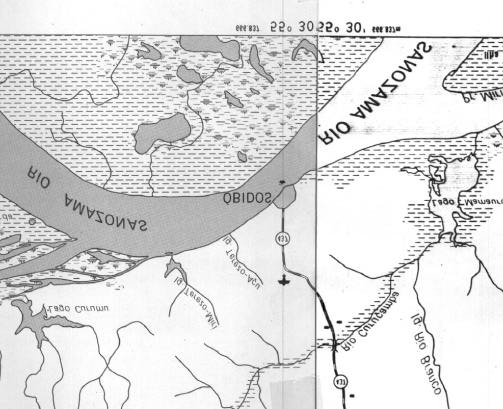 Medição de vazão Amostragem d água e de sedimentos C.32. Rio Amazonas em Óbidos (Pará) : 18/07/96 Código DNAEE 17 050 001 Margem esquerda Lat.