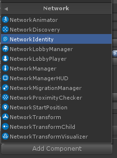 Multiplayer Networking Com o GameObject Player selecionado, Adicione o componente: Network> NetworkIdentity.