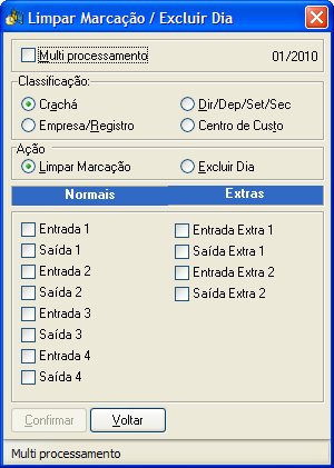 ROTINA PARA LIMPAR OU EXCLUIR MARCAÇÕES Realizamos alteração no programa Rotinas Diárias / Apontamento / Limpar/Excluir Marcação para que: - quando utilizar