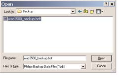 Restaurar arquivos de backup do seu PC para a Central 1 Clique em Restore Content (Restaurar Conteúdo) 2 Clique para selecionar o arquivo a ser restaurado, e então clique em Open (Abrir) Dicas: Após