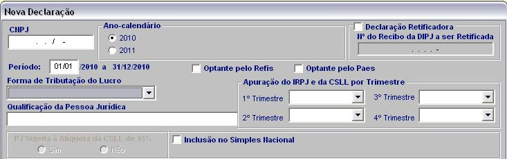 do lucro real e do lucro presumido, inclusive do lucro arbitrado, deverá indicar essa tributação por trimestre: Campo não deverá ser preenchido pela PJ que era optante pelo