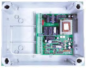 controlada por um relógio para abertura e fecho Programação de 1 contacto stop Possibilidade de armazenar em memória 150 códigos RF IP55 L2239-12 Central eletrónica com abrandamento para portões de