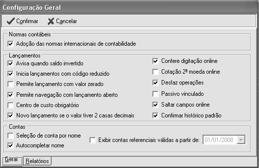 Listagem de Empresas: gera uma listagem de todo o cadastro das empresas; Criar Backup/ Restaurar Backup: opções de grande importância no sistema.