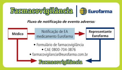 Área de Farmacovigilância Para auxiliar o trabalho do representante, a área de Farmacovigilância Eurofarma está disponibilizando os