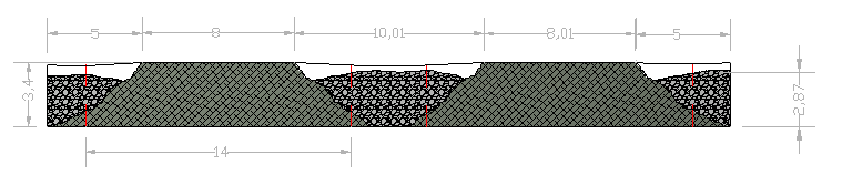 Figura 11 : Perfil das galerias onde o rockfill é aplicado Não existem dados que comprovem a eficiência mecânica do método na mina bonito 1.