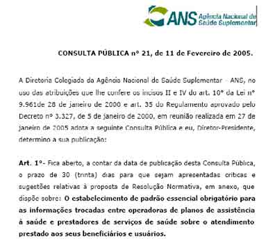 Consulta Pública TISS Troca de