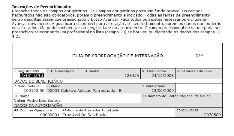 24 Na próxima tela, teremos a guia parcialmente preenchida,