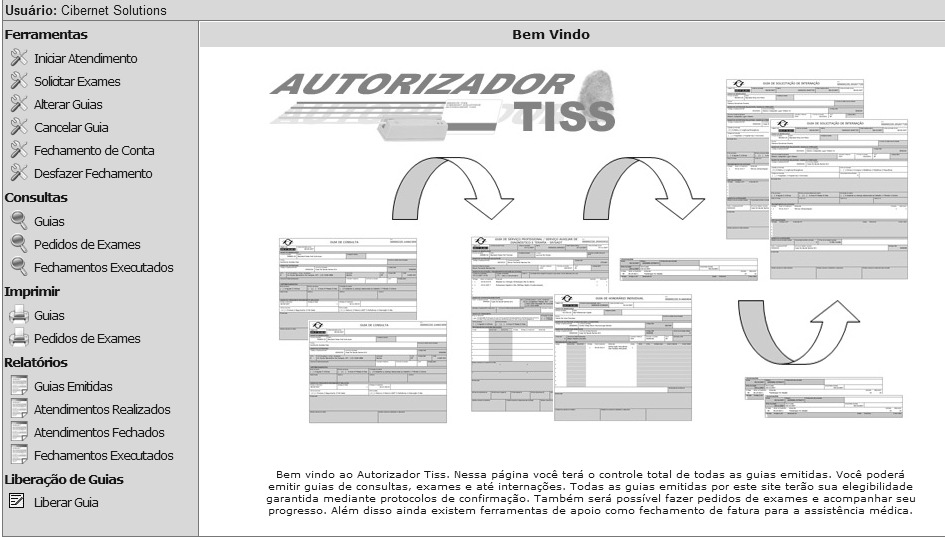 57 Ao selecionarmos a opção Autorizador TISS, o sistema exibirá a mesma tela inicial do Autorizador TISS, mas como o menu Liberar Guias (figura 102).