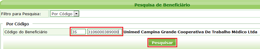 Procedimentos no SAW Alguns unimeds