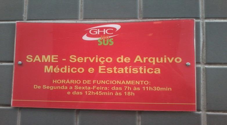 2 SAME O SAME do Hospital Nossa Senhora da Conceição localiza-se no andar térreo com acesso ao corredor do refeitório.
