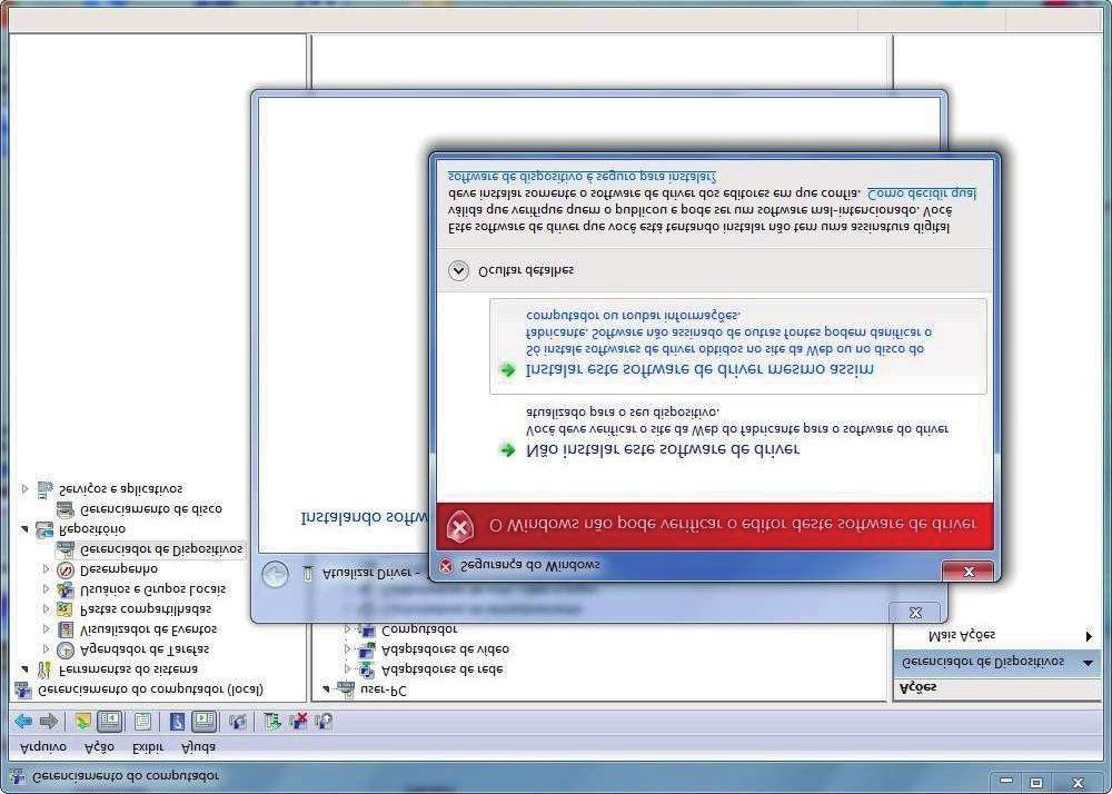 Antes iniciar a instalação, irá aparecer uma mensagem de alerta, informando que o Windows não reconhece o editor do software de driver, clique sobre a opção Instalar este software de driver mesmo